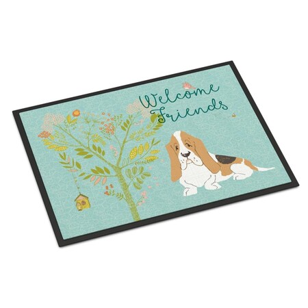 Carolines Treasures Welcome Friends Basset Hound Indoor or Outdoor Mat, 18 x 27 in. BB7600MAT